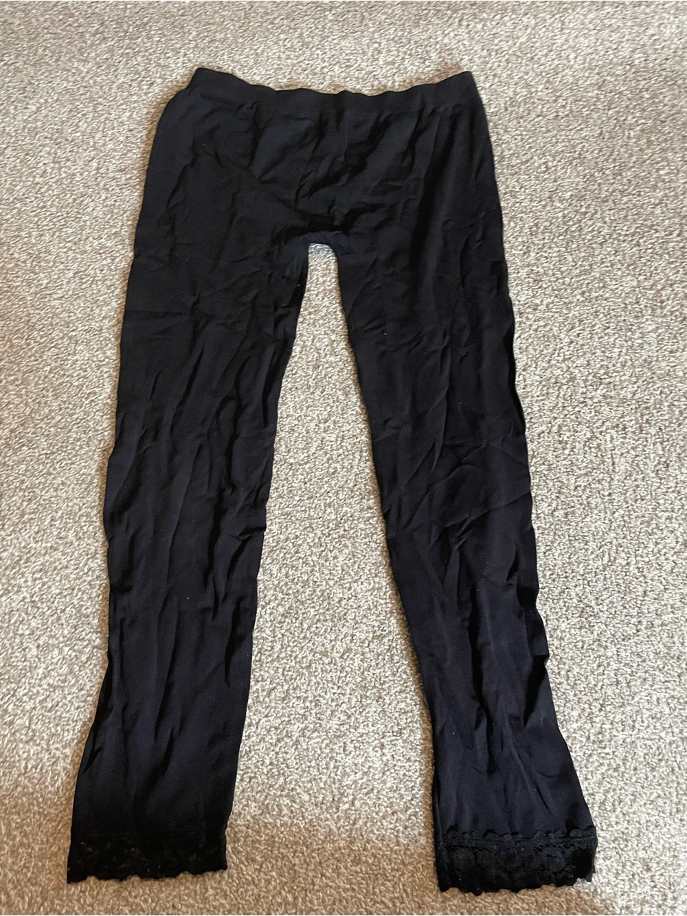 One Step Up Black Leggings with Pink Heart Detail Size L/XL